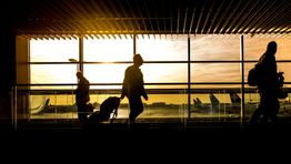 Travellers in an airport